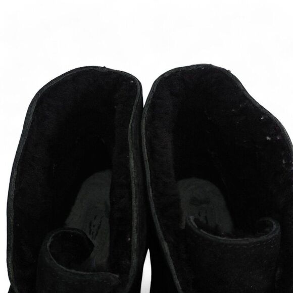 UGG Kallen Suede Moc Toe Pom Pop Suede Ankle Booties Black 1017541 Women's 7 - Picture 11 of 12